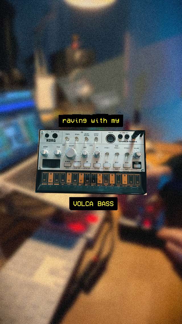 On this thumbnail you can see my volca bass with the text "raving with my VOLCA BASS" over and under it. In the background there's a screenshot of my performance video.